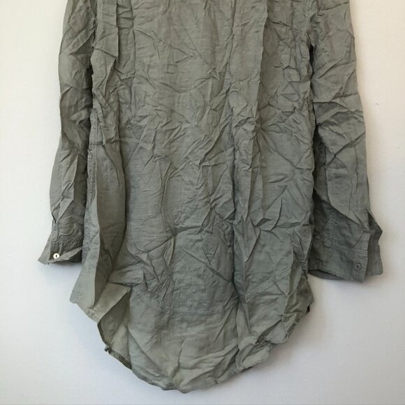 HOLDING HORSES ANTHROPOLOGIE Sunwashed Tunic Top Green Long Sleeve Button Down - Picture 11 of 11